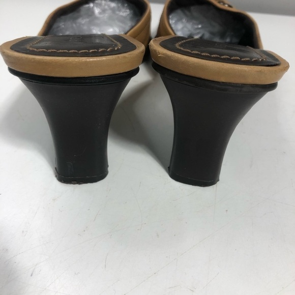 Nine West 'Alcott' Tan Leather Heeled Mules, size 8 - Picture 4 of 9